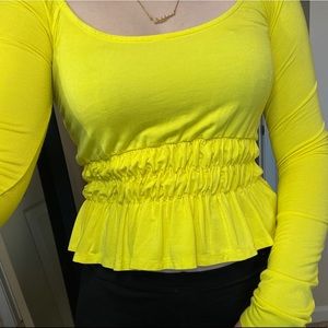 Yellow long sleeve flounce top